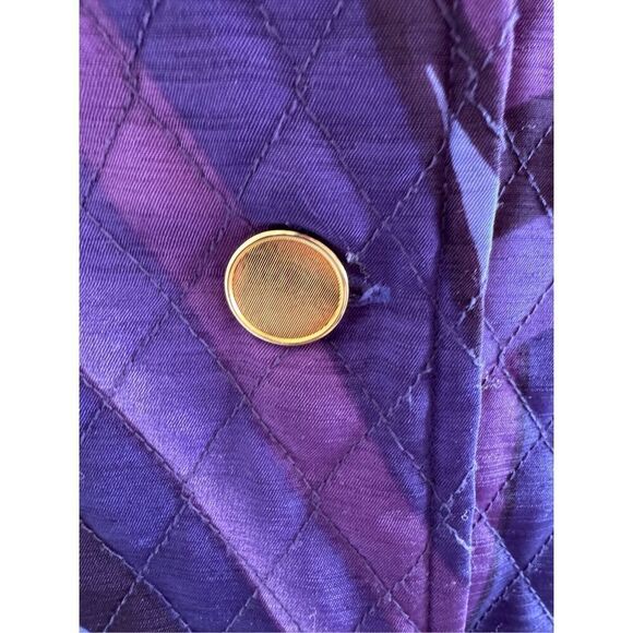 Rafael women’s L purple quilted coat gold buttons 2 tone - Picture 3 of 4